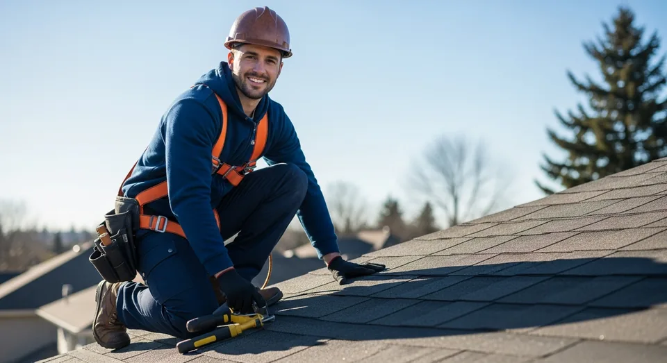 Roofing professional at work in Kitchener